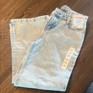 Cat & Jack Light Wash mid Rise Adjustable Waist Jeans - Wide Leg